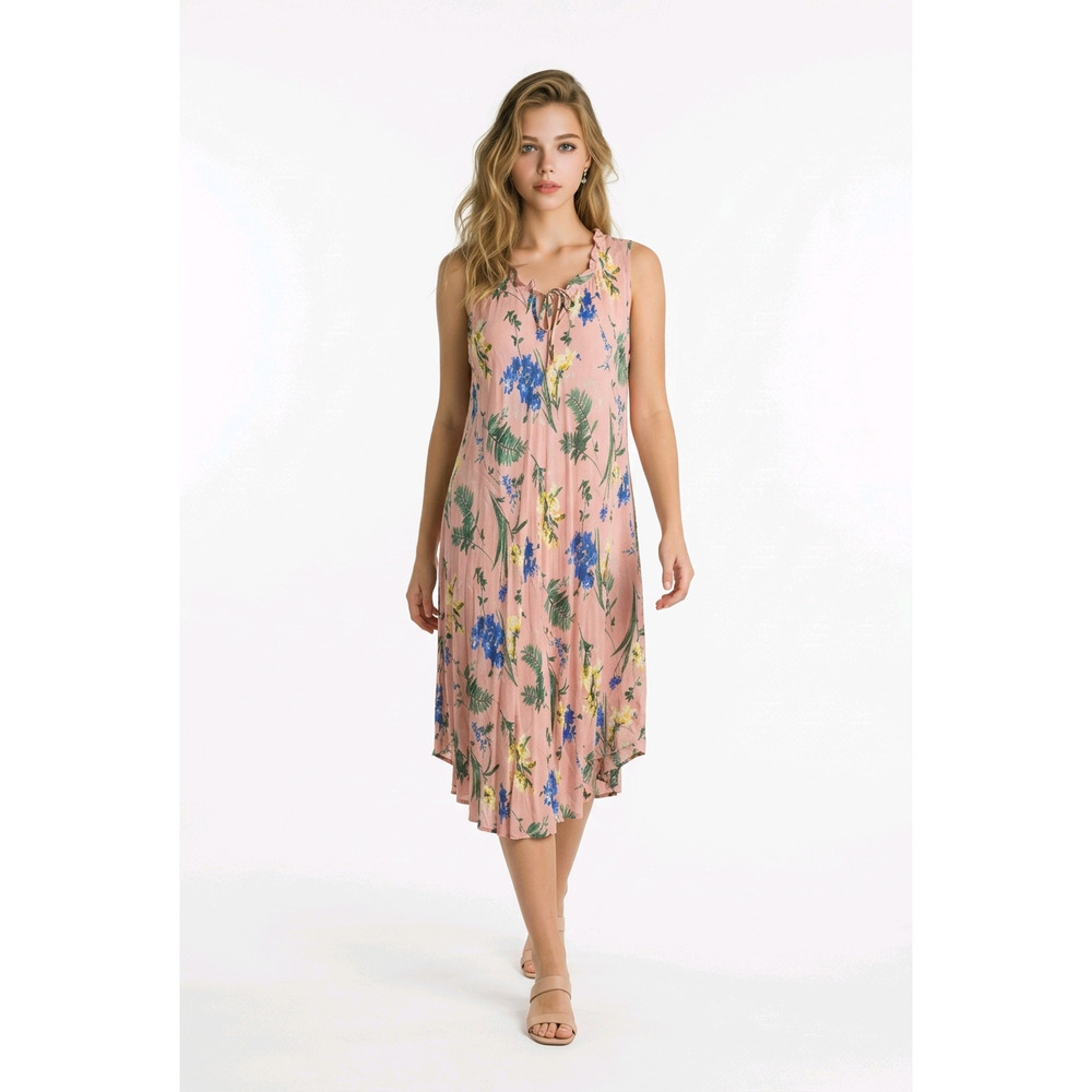 Seven Island Floral Ruffled V-Neckline Midi Dress Size M